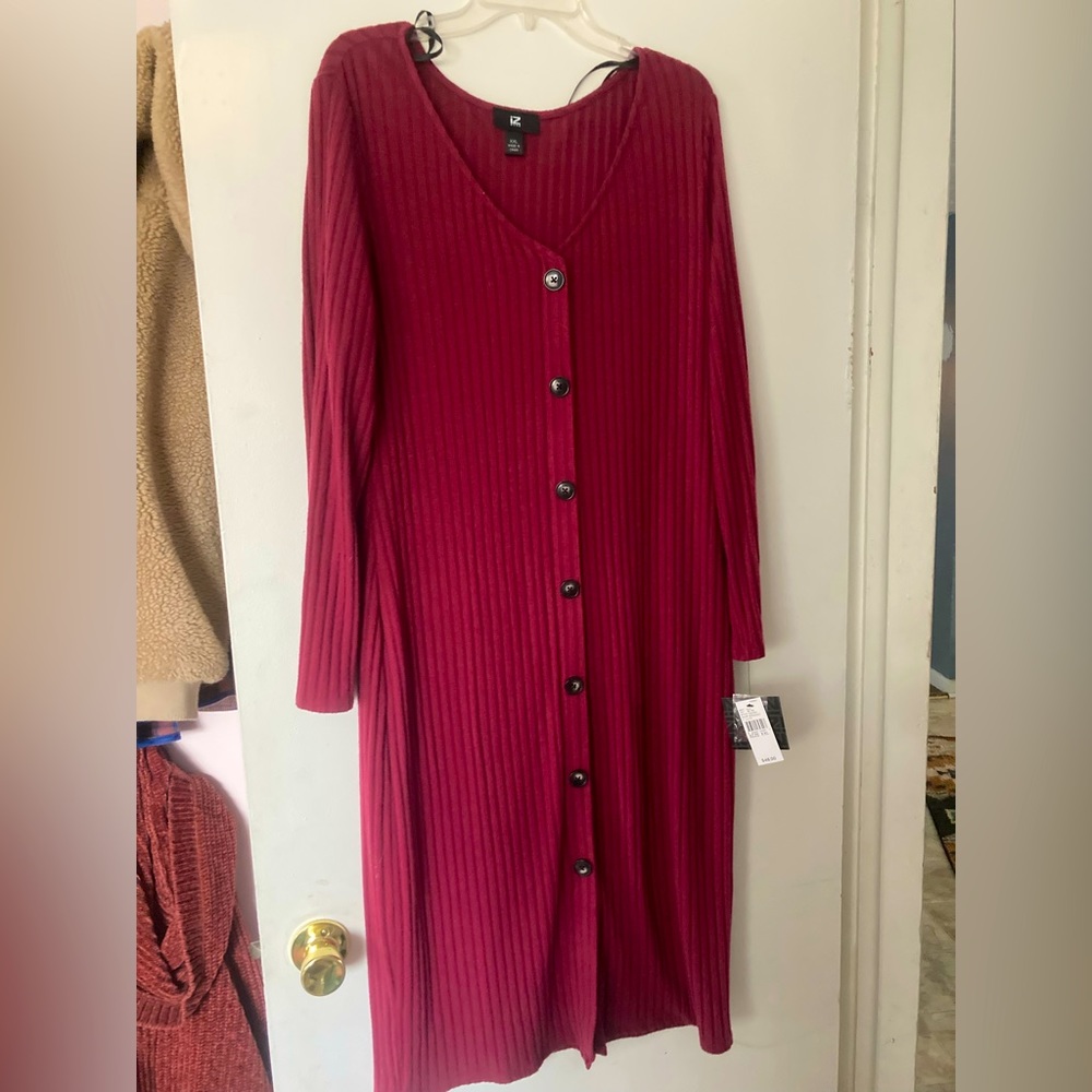 Burgundy button down dress